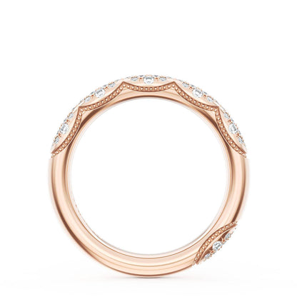 French Pavé Diamond Wedding Band, 3mm