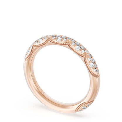 French Pavé Diamond Wedding Band, 3mm