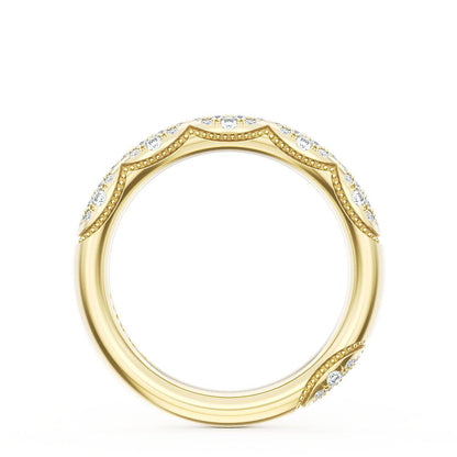 French Pavé Diamond Wedding Band, 3mm