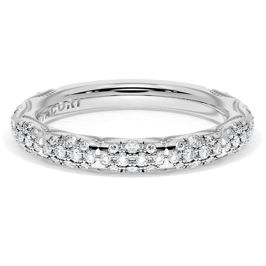 French Pavé Diamond Wedding Band, 3mm