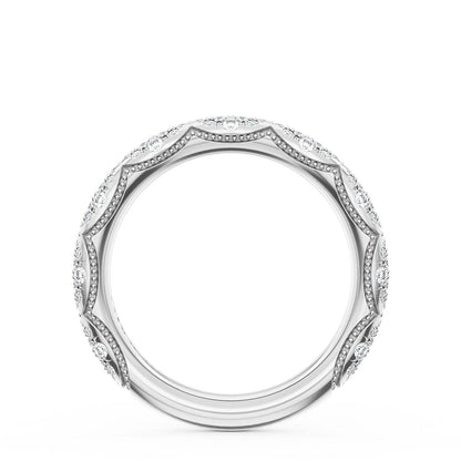 French Pavé Diamond Wedding Band, 3mm