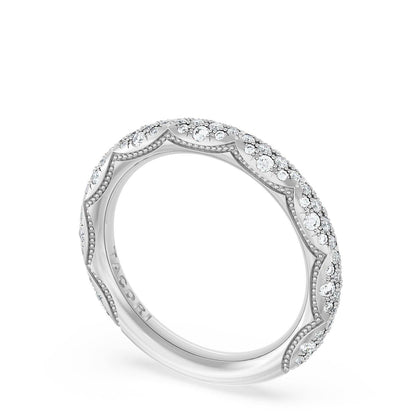 French Pavé Diamond Wedding Band, 3mm