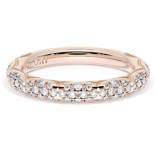 French Pavé Diamond Wedding Band, 3mm