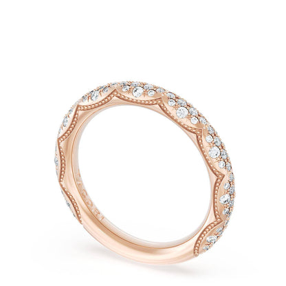 French Pavé Diamond Wedding Band, 3mm
