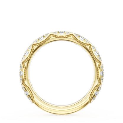 French Pavé Diamond Wedding Band, 3mm