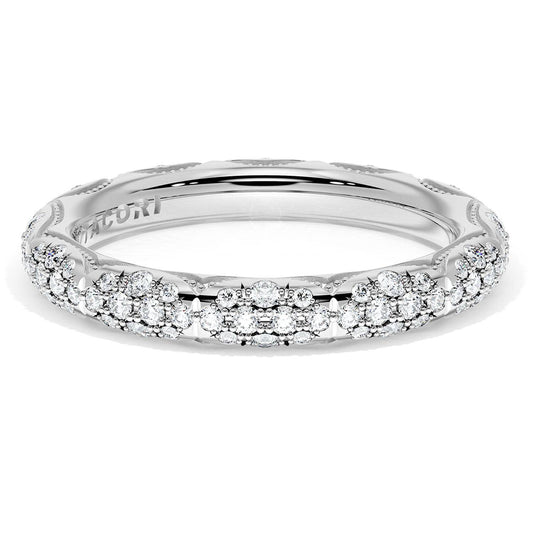 French Pavé Diamond Wedding Band, 3mm