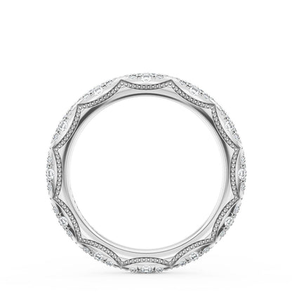 French Pavé Diamond Wedding Band, 3mm