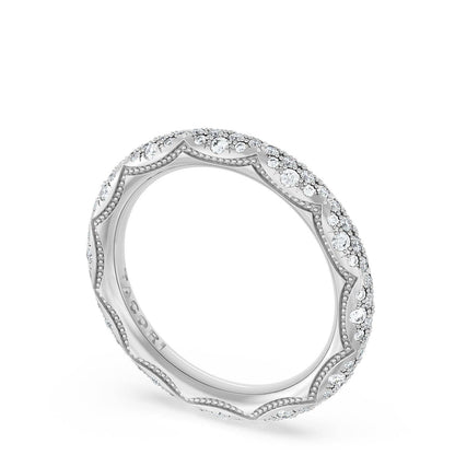 French Pavé Diamond Wedding Band, 3mm