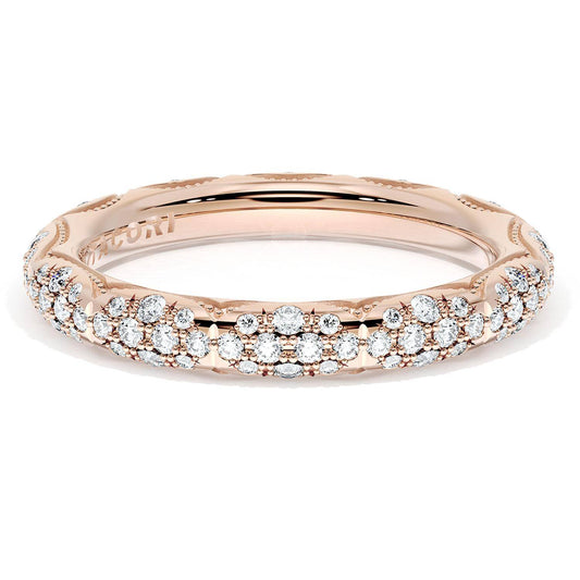 French Pavé Diamond Wedding Band, 3mm