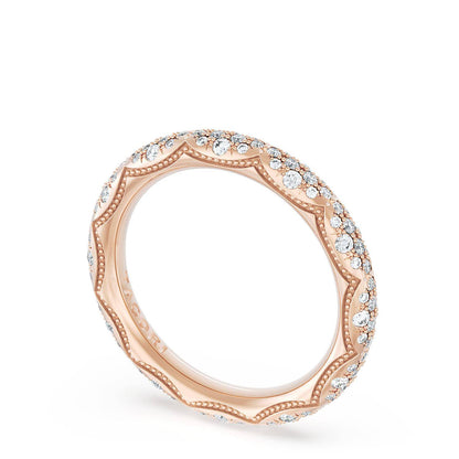 French Pavé Diamond Wedding Band, 3mm