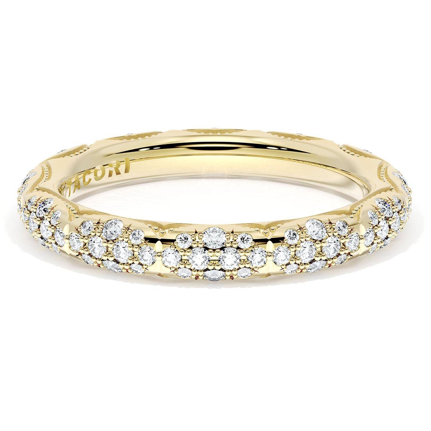French Pavé Diamond Wedding Band, 3mm