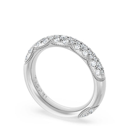 French Pavé Diamond Wedding Band, 4mm