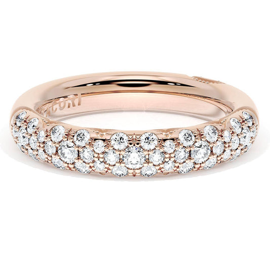French Pavé Diamond Wedding Band, 4mm