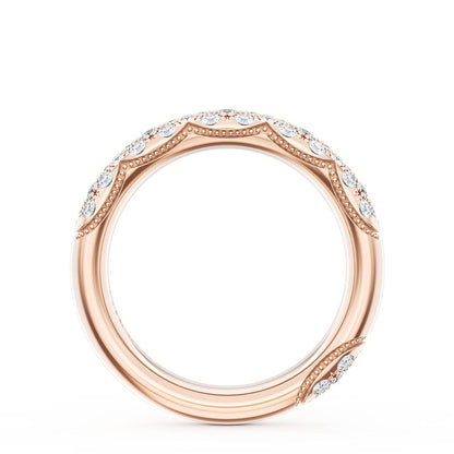 French Pavé Diamond Wedding Band, 4mm