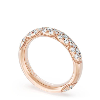 French Pavé Diamond Wedding Band, 4mm