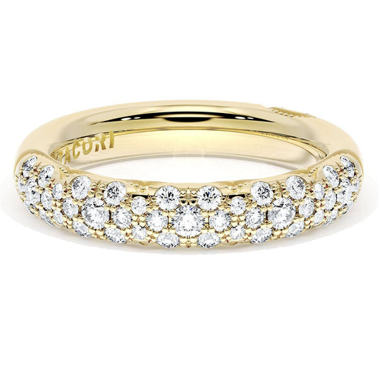 French Pavé Diamond Wedding Band, 4mm