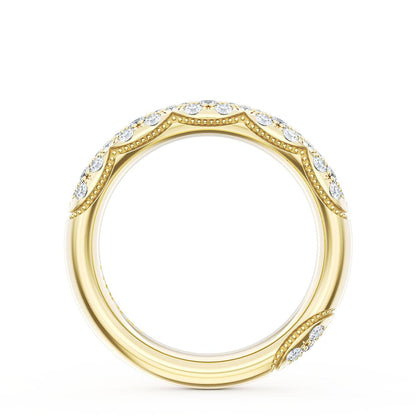 French Pavé Diamond Wedding Band, 4mm