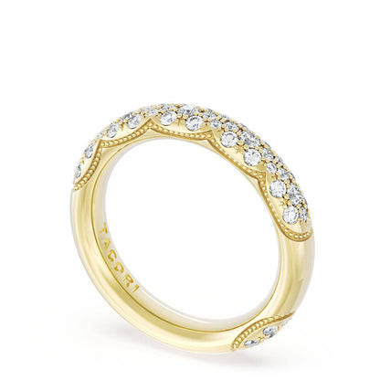 French Pavé Diamond Wedding Band, 4mm