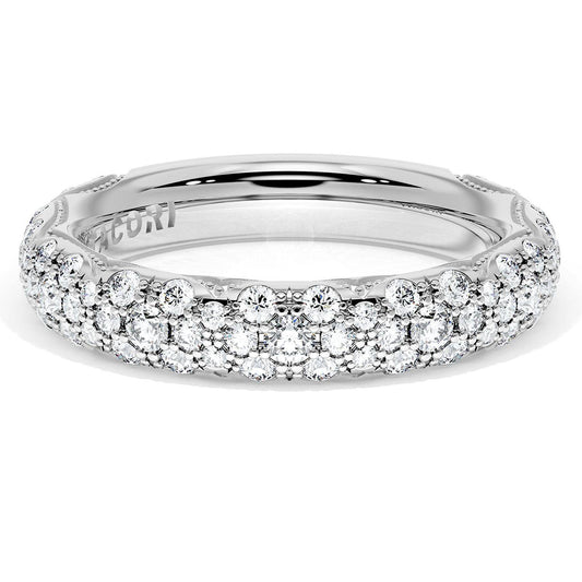 French Pavé Diamond Wedding Band, 4mm