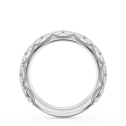 French Pavé Diamond Wedding Band, 4mm