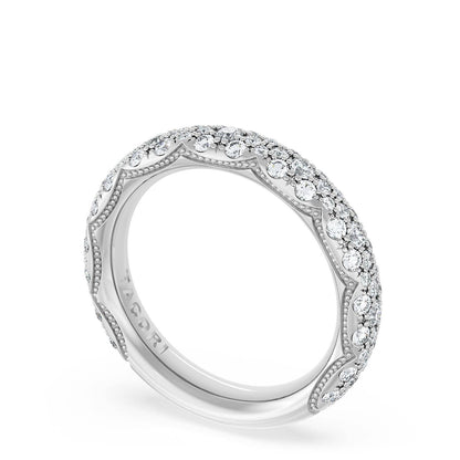 French Pavé Diamond Wedding Band, 4mm