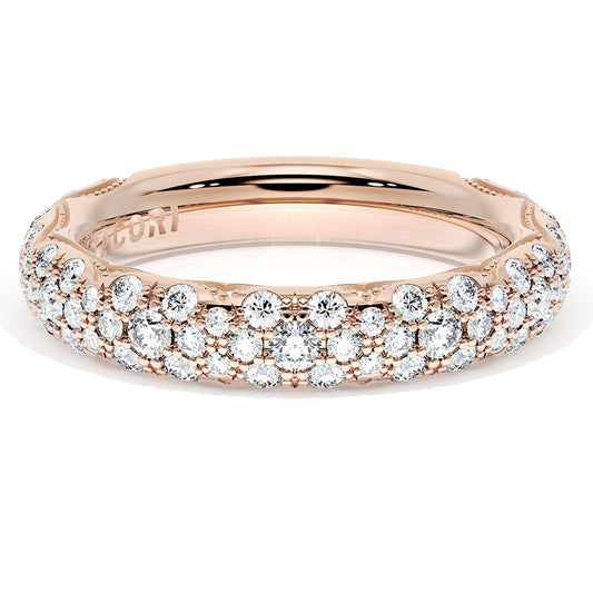 French Pavé Diamond Wedding Band, 4mm