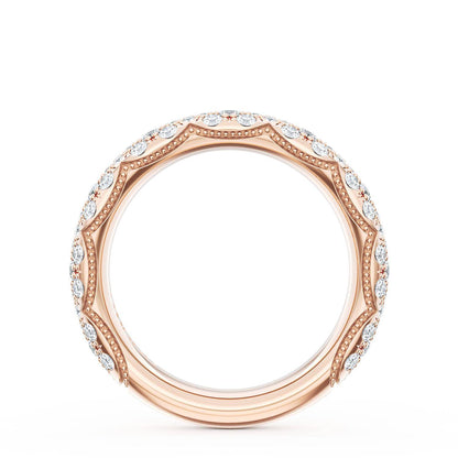 French Pavé Diamond Wedding Band, 4mm
