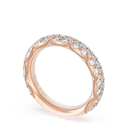 French Pavé Diamond Wedding Band, 4mm
