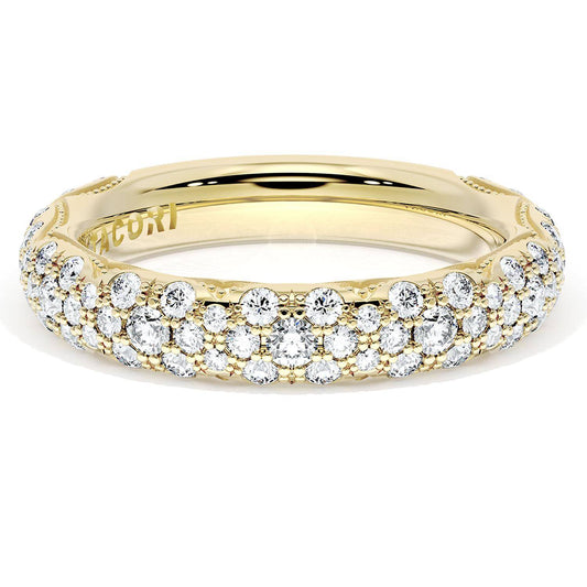 French Pavé Diamond Wedding Band, 4mm