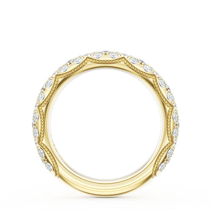 French Pavé Diamond Wedding Band, 4mm