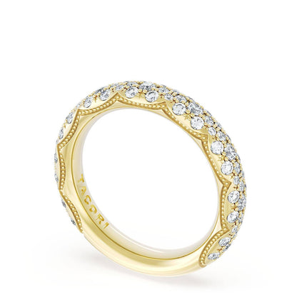 French Pavé Diamond Wedding Band, 4mm