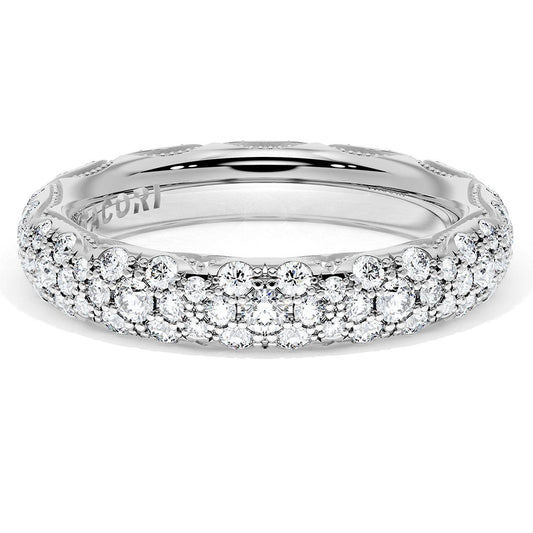 French Pavé Diamond Wedding Band, 4mm