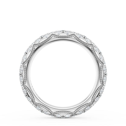 French Pavé Diamond Wedding Band, 4mm