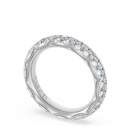French Pavé Diamond Wedding Band, 4mm