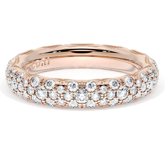 French Pavé Diamond Wedding Band, 4mm