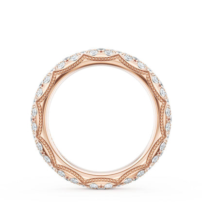 French Pavé Diamond Wedding Band, 4mm