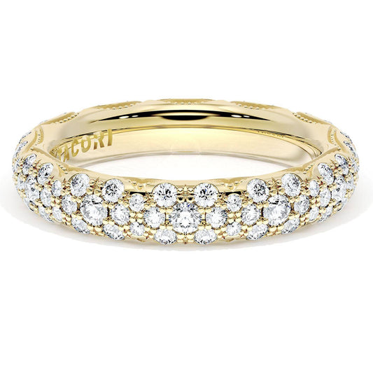 French Pavé Diamond Wedding Band, 4mm