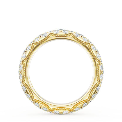 French Pavé Diamond Wedding Band, 4mm