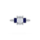 Emerald 3-Stone Engagement Ring in Blue Sapphire
