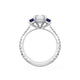 Emerald 3-Stone Engagement Ring in Blue Sapphire