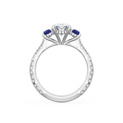 Oval 3-Stone Engagement Ring in Blue Sapphire