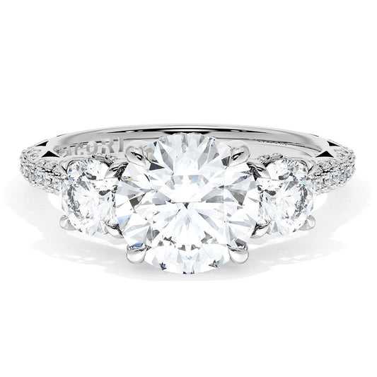 Round 3-Stone Engagement Ring