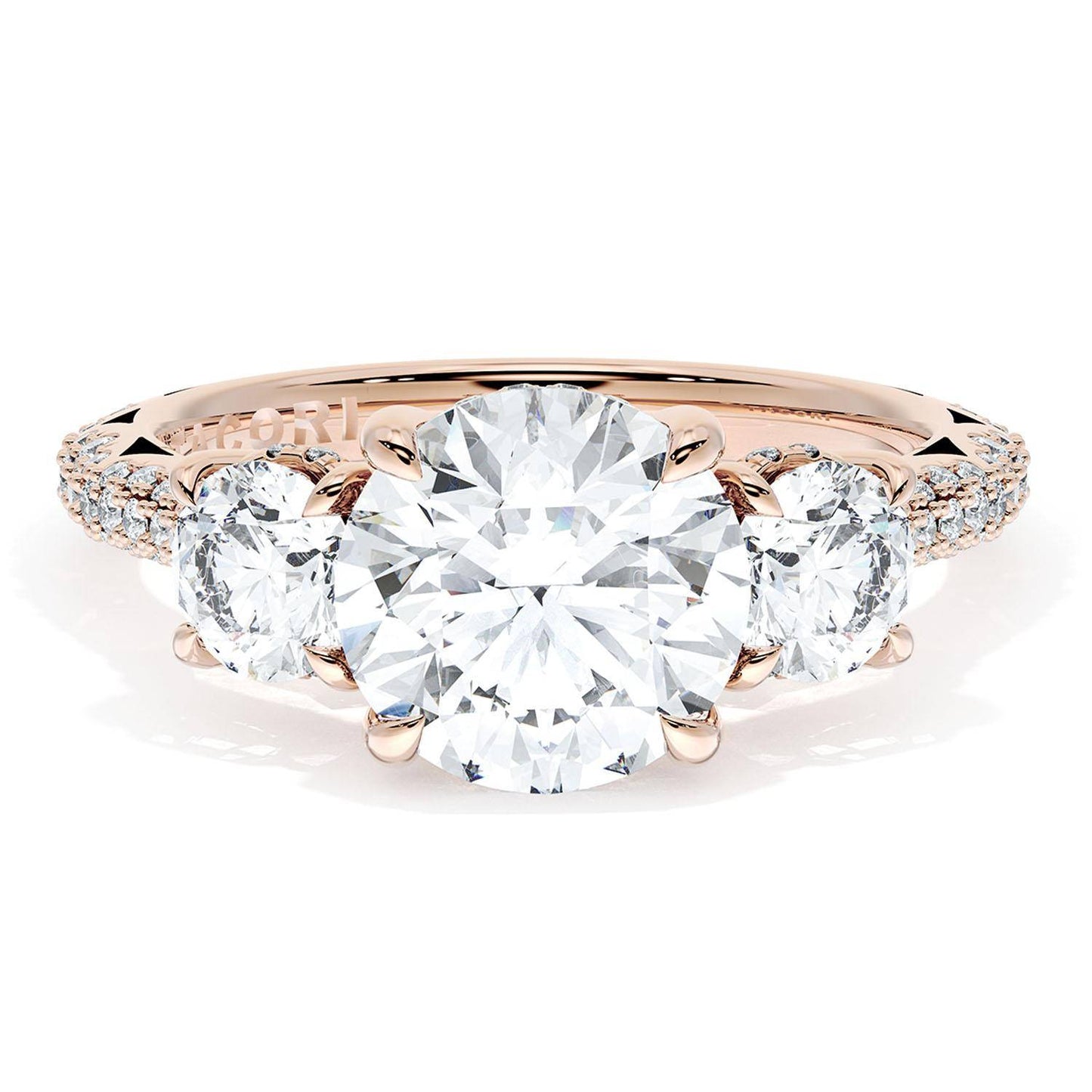 Round 3-Stone Engagement Ring
