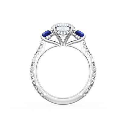 Round 3-Stone Engagement Ring in Blue Sapphire