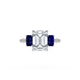Emerald 3-Stone Engagement Ring in Blue Sapphire
