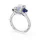Emerald 3-Stone Engagement Ring in Blue Sapphire