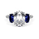 Oval 3-Stone Engagement Ring in Blue Sapphire