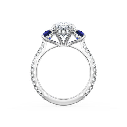 Oval 3-Stone Engagement Ring in Blue Sapphire