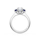 Emerald 3-Stone Engagement Ring in Blue Sapphire