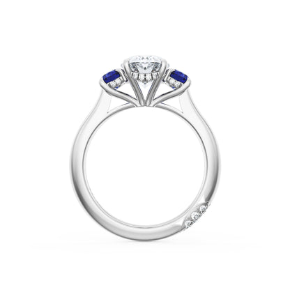 Oval 3-Stone Engagement Ring in Blue Sapphire
